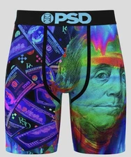 PSD Boxer Briefs 3 PACK Soft Microfiber HEAT VISION BENJAMINS DROPS  NEON Black