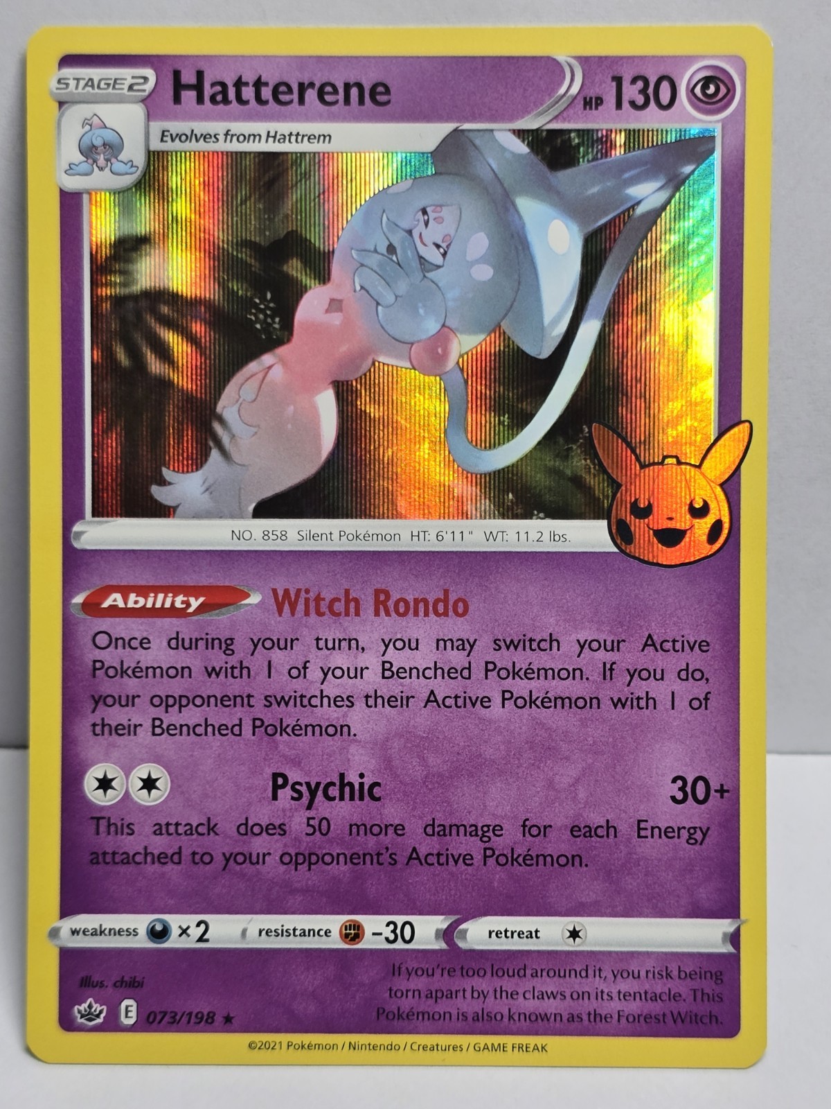 Pokemon TCG Hatterene 73/198 Chilling Reign Holo NM