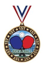Pickleball 1st Place Perimeter Medal Gold, 2.75" Pickleball Prizes, Kids Pick...