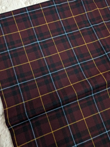 Vintage Sewing Fabric Woven Plaid 2 Yards x 44" Dark Maroon Tartan Material - Picture 4 of 9