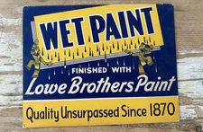 Vintage advertising Lowe Brothers wet paint cardboard sign NOS
