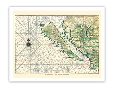 California as an Island Baja Peninsula - Vintage Map by Johannes Vingboons 1650