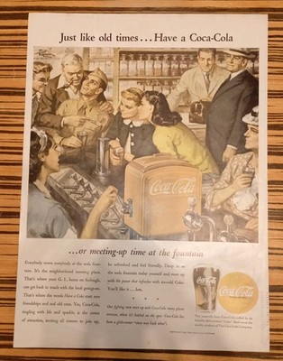 Original Coca Cola Werbung Blatt 35x25 cm Buffalo Nov 1945 Ende 2 Weltkrieg RAR!