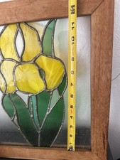 Stained Glass Iris Flower Panel Framed