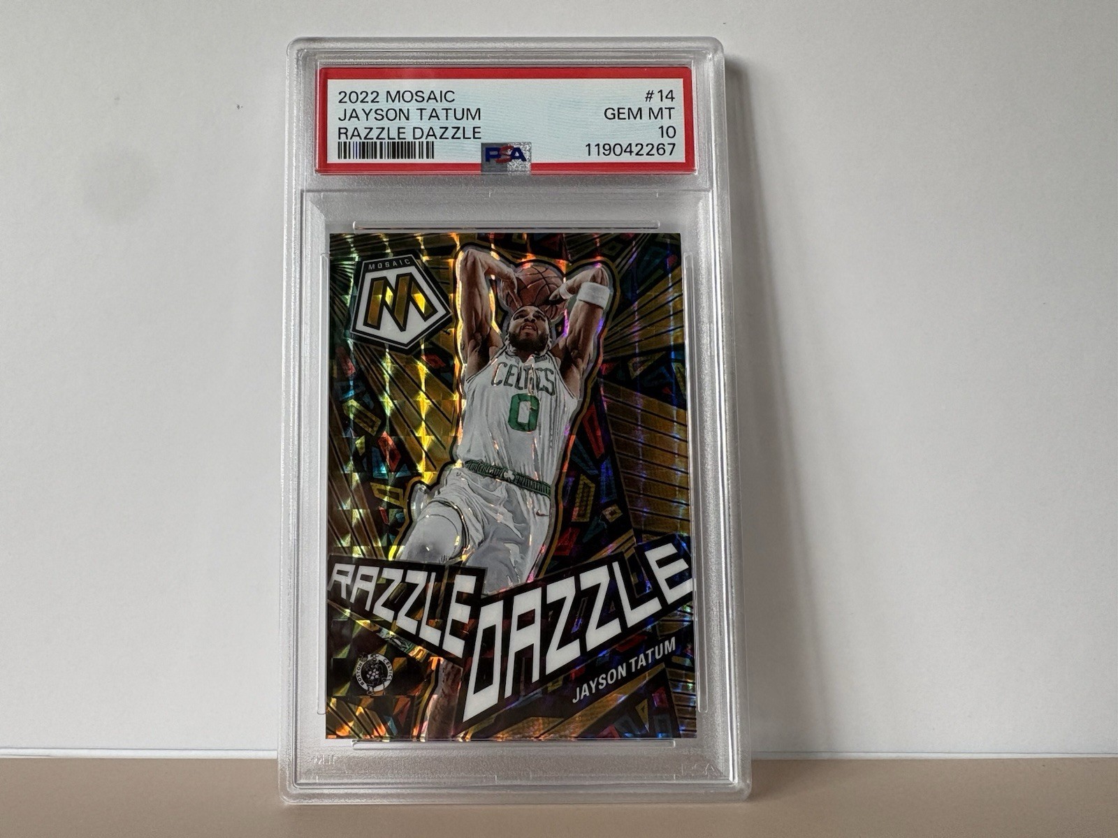 Jayson Tatum - 2022-23 Panini Mosaic - #14 Razzle Dazzle (PSA 10) view 1