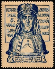 1929 Czechoslovakia Poster Stamp 1000th Anniversary Celebration Saint Wenceslas