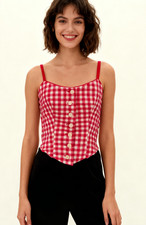 MOTHWURF Trachten-Mieder/ Tops*Gr.36* Oktoberfest *rot weiß kariertes