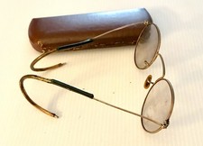 Gold Wire Rim Antique Spectacles Eyeglasses Vintage With Case