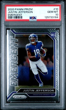 Graded 2020 Panini Prizm Justin Jefferson #10 Emergent Rookie RC Card PSA 10. rookie card picture