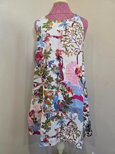 Nicole Miller 100% Linen Shift Dress Womens M Multicolor Tropical Leopard Resort