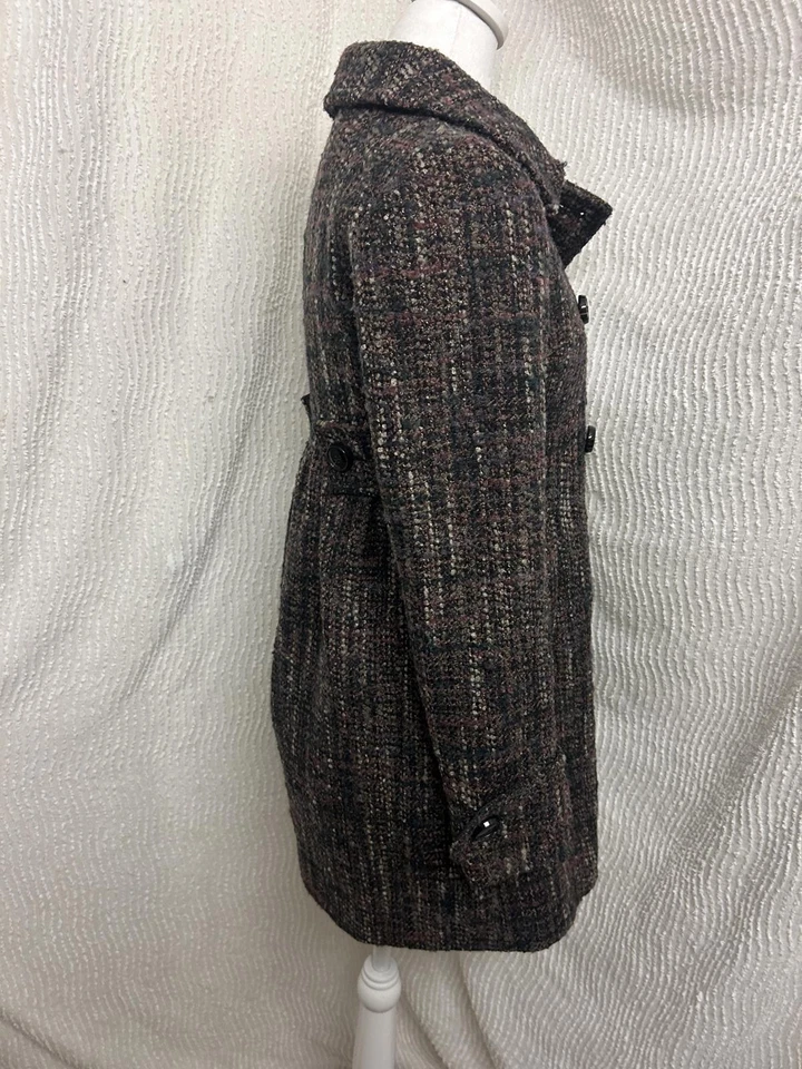 Abrigo American Rag Pea XS Gris Lana Mezcla Alpaca Y2K Tweed Moteado Foto 3 de 4