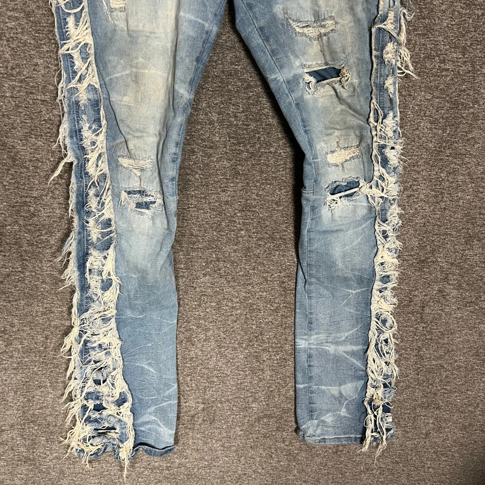 Pantalones de mezclilla para hombre Smoke Rise 32x36 apilados acampanados ligeras desgastados flecos rasgados Foto 3 de 4