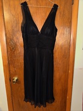White House black market v-neck short Wispy little black dress Size 10   DR