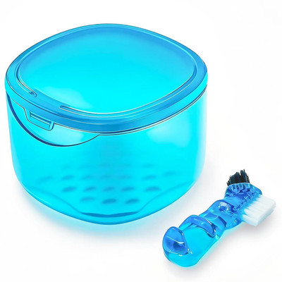 Denture Bath Case Denture Soaking Container with Lid Leak Proof, False Teeth