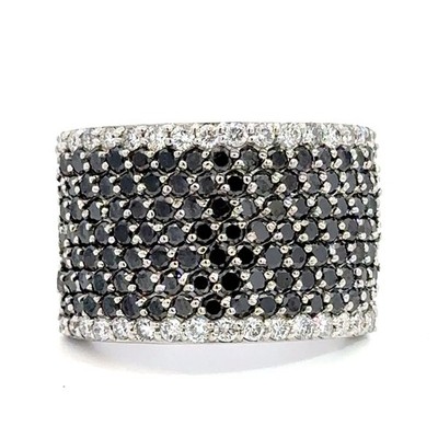 Effy Kaviar 14K Weißgold weißer und schwarzer Diamant Ring Größe 8