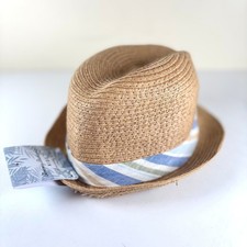 Tommy Bahama Kids Straw Fedora Hat Multicolor Striped Band Vacation Summer NWT