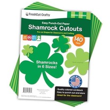 Shamrock Cutouts, Green Irish Clover, 140 Piece, St Patrick's Day Decor 