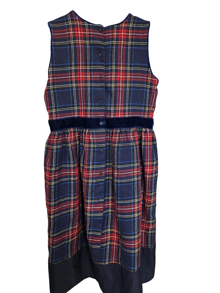 Vestido Brooks Brothers Tartán Cuadros y Terciopelo Vellón Niñas Sin Mangas a Cuadros Talla Foto 2 de 4