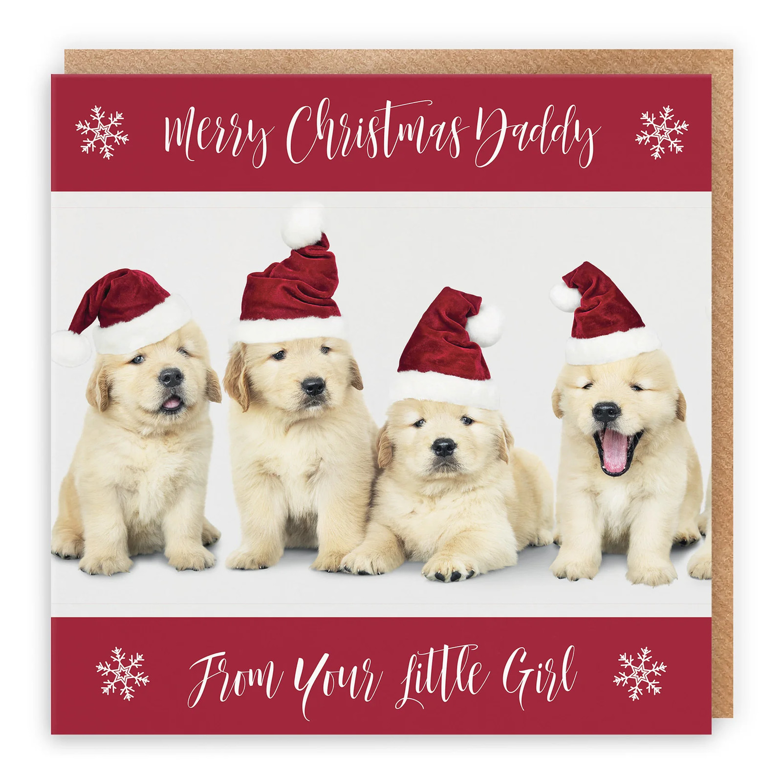 Daddy Christmas Card From Little Girl Puppy