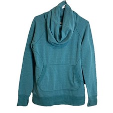 L.L. Bean Cowl Neck Sweatshirt Sz M Womens Pullover Teal Fleece Athleisure Cozy