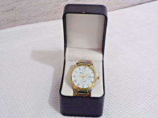 Omex Orlando Quartz Men's Wristwatch Silver & Gold Tone Dbl Folded Clasp Roman #