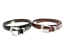 Vintage 2 Onyx Brighton Men Size 42 Black Brown Leather Belt Golf 1998 Y2K