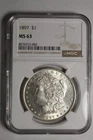 1897 Morgan Silve Dollar Blast White NGC MS63 #082