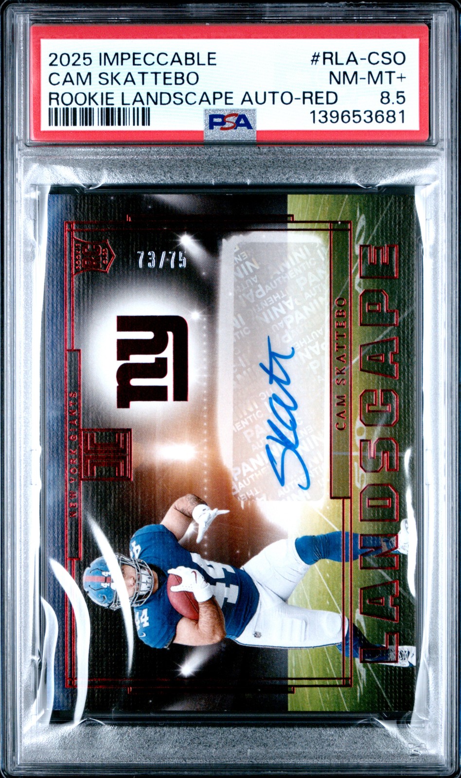 Cam Skattebo Panini Impeccable Rookie Landscape Autographs #RLACSO Red