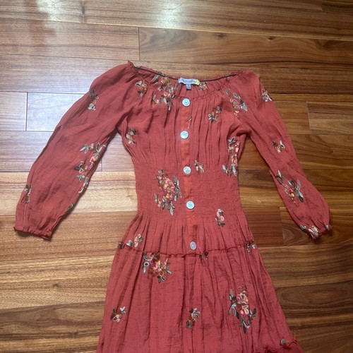 Figueroa & Flower Maxi Dress Floral Embroidered Long Sleeve Boho Cottagecore S - Picture 3 of 10