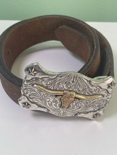 Tony Lama Child  s VTG Leather Hand Tooled Belt 22 Inches Long With Buckle
