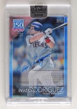 2019 Topps Clearly Authentic Blue 12/25 Ivan Rodriguez #YBP-IR Auto HOF 0l2