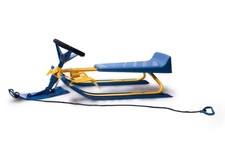 Machrus Frost Rush Snow Sled with Padded Steering Wheel, Twin Brakes Pull Rope