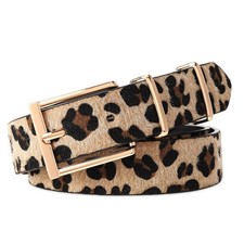 Leather Belt for Casual Waist Belt Ladies with Gold Buckle for Jeans Pants Dr...