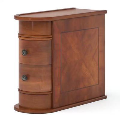 Eric 24 In. Brown Solid Wood Chairside End Table, Two-Drawer Narrow Side Table,