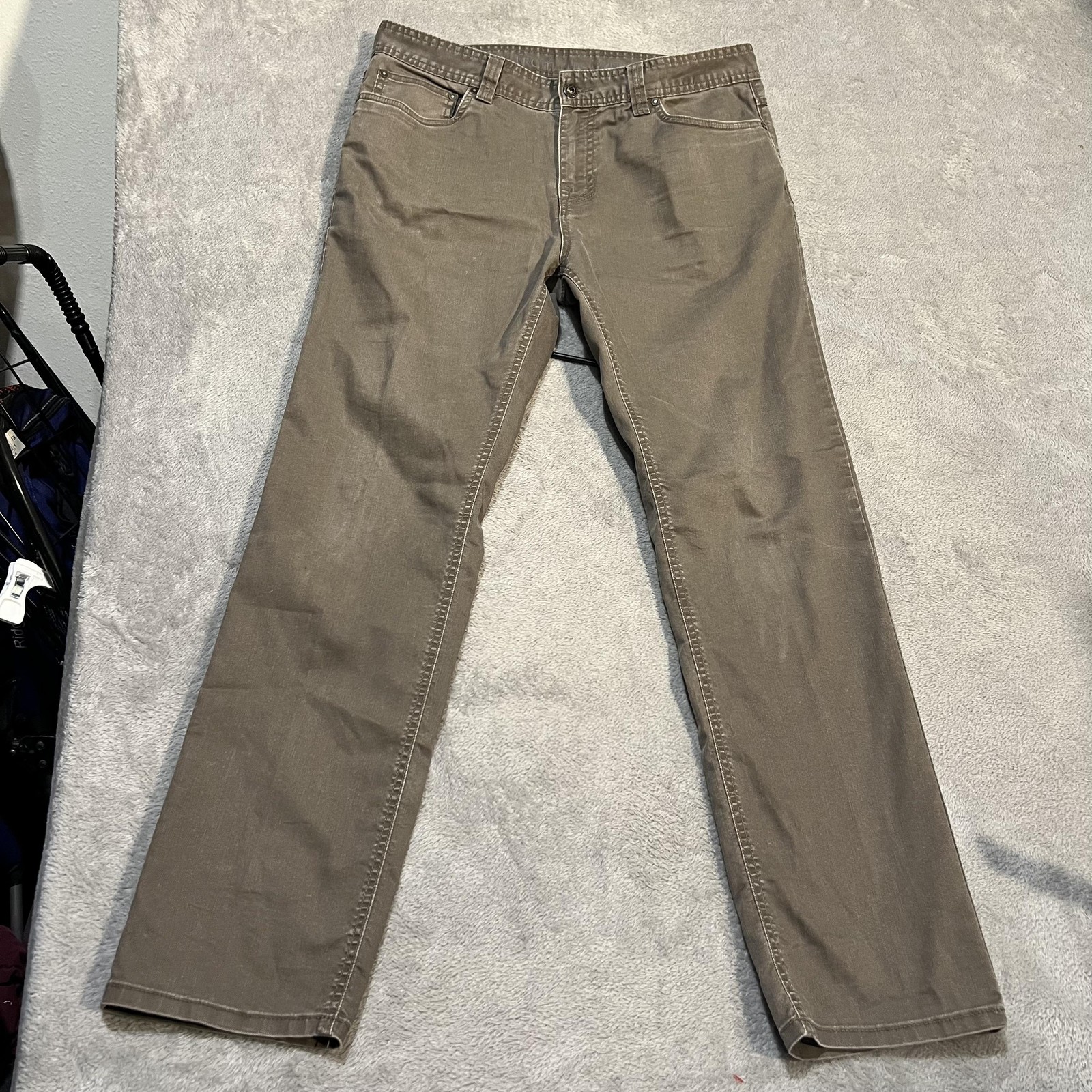 S 34x32 Brown Canvas Slim Fit 5 Pocket Chino Casual
