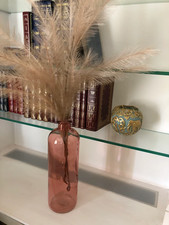 Large Pink Glass Glass  Bottle Vase,  34 cm Height