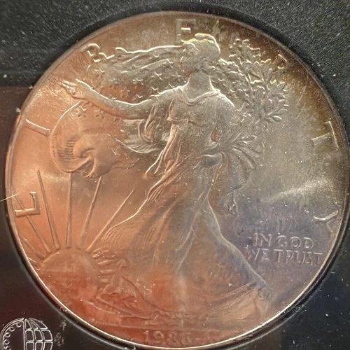 1986 American Silver Eagle 1 Oz Gem Brilliant Uncirculated Coin Tarnished 022234