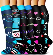 6 Pack Copper Compression Socks for Women and Men Circulation-Best Support for M