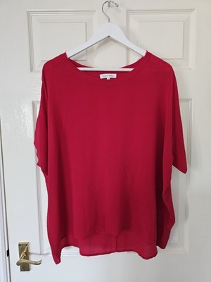 Second Female Tonga Top 100% Seide Bluse rot Größe XL P2P 30'' leicht 