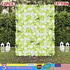 Artificial Flower Wall Panels - 12-Piece Silk Floral Decor 15x15 in