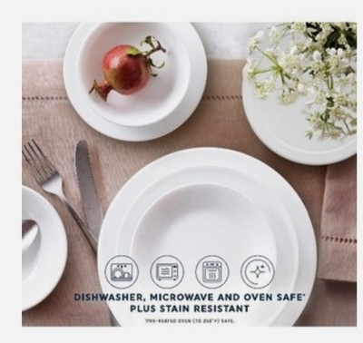 Corelle Vitrelle 18-Pc Service for 6 Set Made in the USA winter Frost white