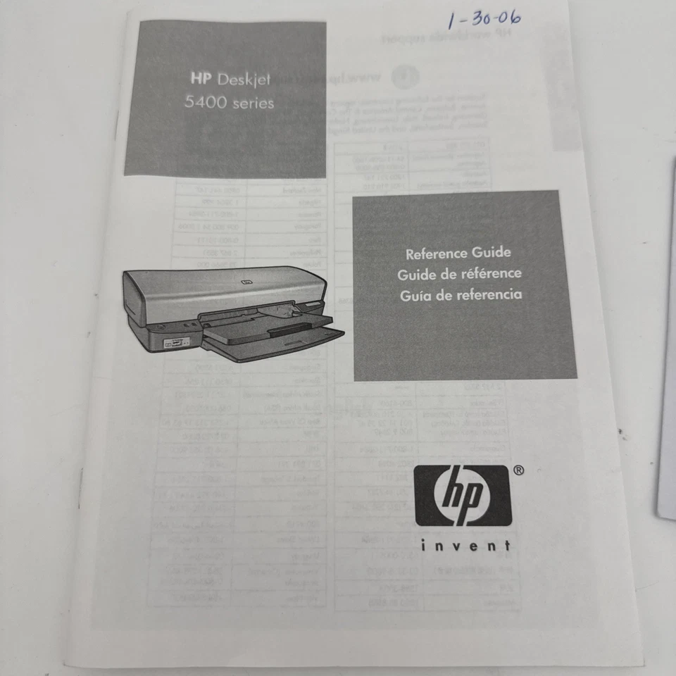 HP Deskjet 5400 Series printer Reference Guide / Manual  - Image 2 of 3