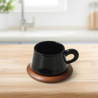 Ceramic Coffee Mug with Saucer Cappuccino Cup Birthday Gift with Handle 10 Ounce