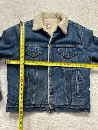 Vintage Levis Jacket Mens 42 L Long Denim Sherpa Lined 1980s Made In USA - Picture 10 of 12