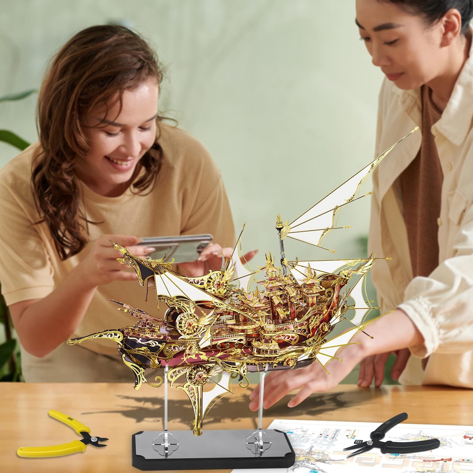 Piececool 3D Metal Puzzles, Nine Heavens Boat Models Kits to Build for Adults...