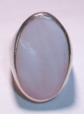 Vintage Oval Pink Mother of Pearl 925 Sterling Silver FAS Statement Ring 7.25