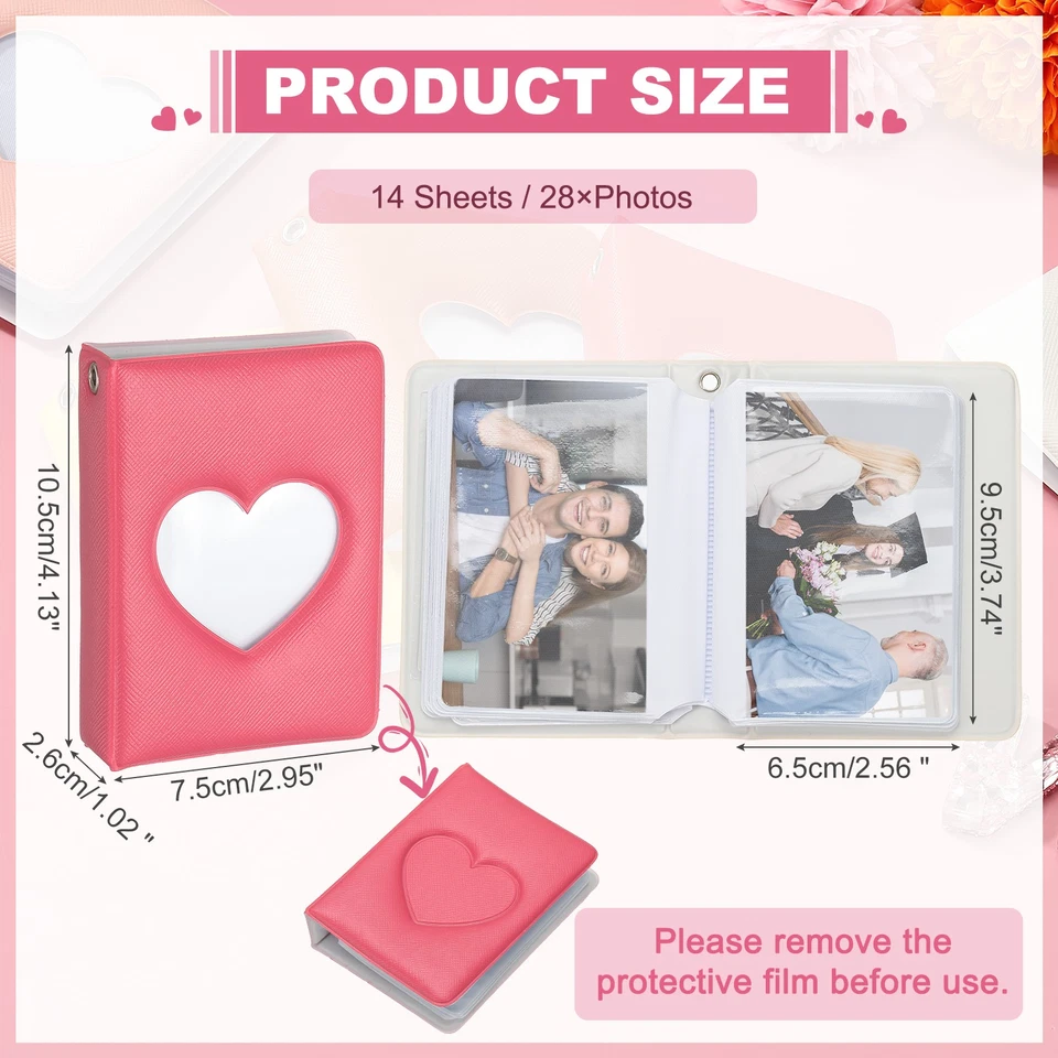 3 Inch Mini Photocard Binder Heart Hollow Photocard, Light Red - Image 2 of 4