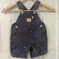 Vintag Levis 12M Parrot Bib Blue Overalls Baby Infant Macaw Bird White Tab