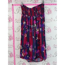 Strapless dress or skirt striped flowers Floral Midi Dress in Burgundy and Navy