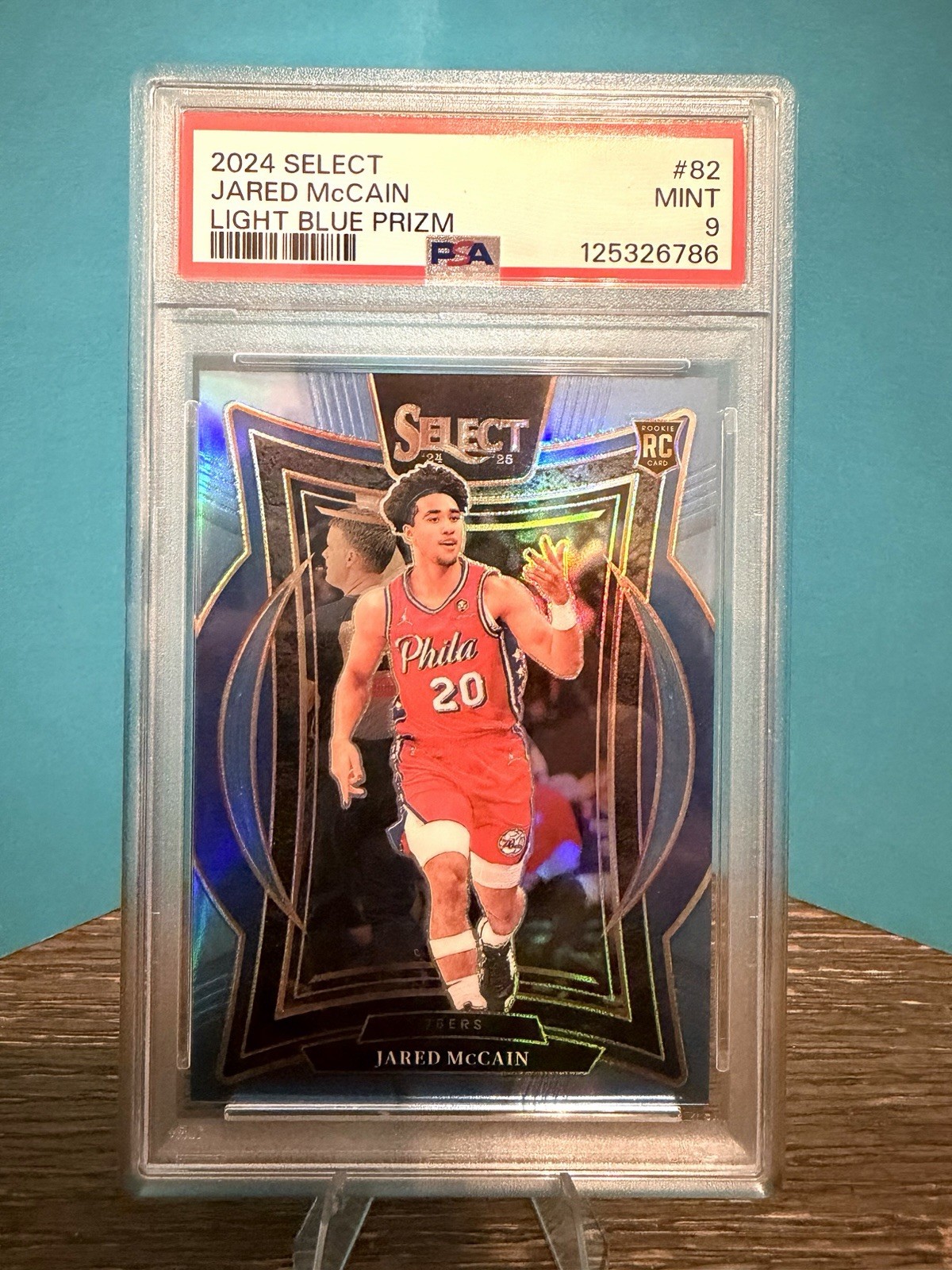 2024-25 Select Concourse Jared McCain Light Blue Prizm /299 #82 PSA 9 RC ROOKIE